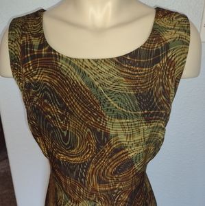 Danny & Nicole Lovely Fitted Sz 12 Sleeveless Dress. Fall Colors Comfy